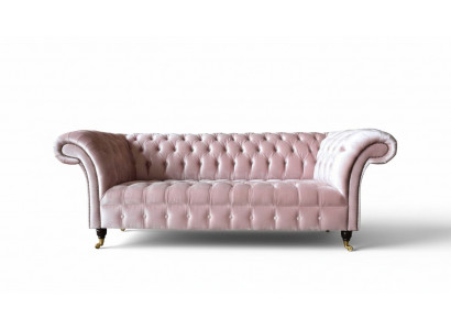 Chesterfield 3-Sëtz Sofa aus Stoff Rouse Stoffsofa Fousstäsch Living-Raum nei.