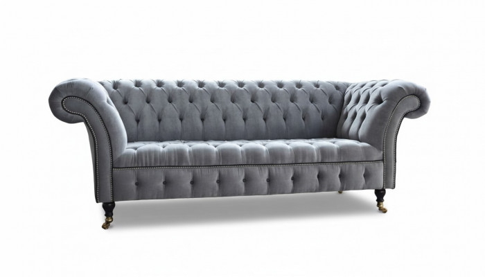 Chesterfield 3 Sëtzer Couch Sëtz Textilstoff Couchen Sofas Sofa Polster.