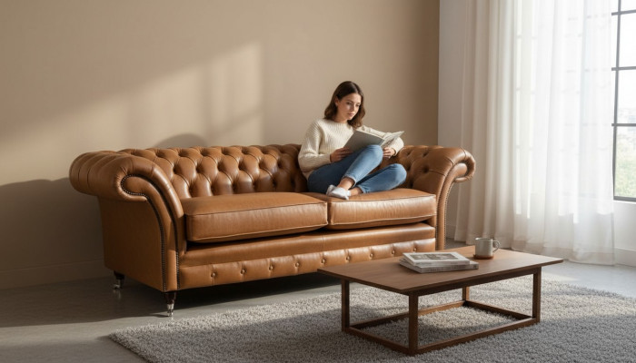 Sofa 3 Sëtz Lieder Sofa Canapé Polstersëtz Stuff Chesterfield Dräisëtzer