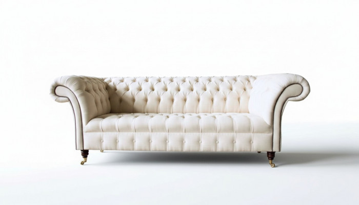 Chesterfield Sofa 3 Sëtzer Designer Rosa Couchen Stoff Polster Textil