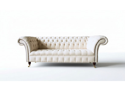 Chesterfield Sofa 3 Sëtzer Designer Rosa Couchen Stoff Polster Textil