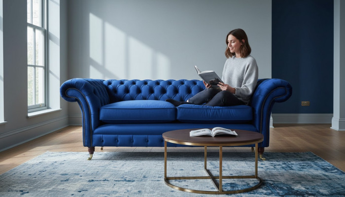 Chesterfield Polstersofaen Design Luxus Canapé Sofa 3 Sëtz Stoff Canapé