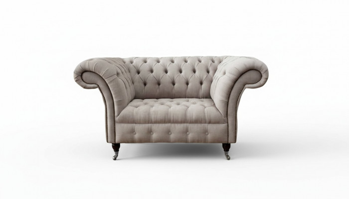 Chesterfield Textil gepolstert Fauteuil 1 Sëtzer Sofas Design Luxus Stoffsiedel.