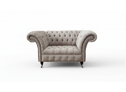 Chesterfield Textil gepolstert Fauteuil 1 Sëtzer Sofas Design Luxus Stoffsiedel.