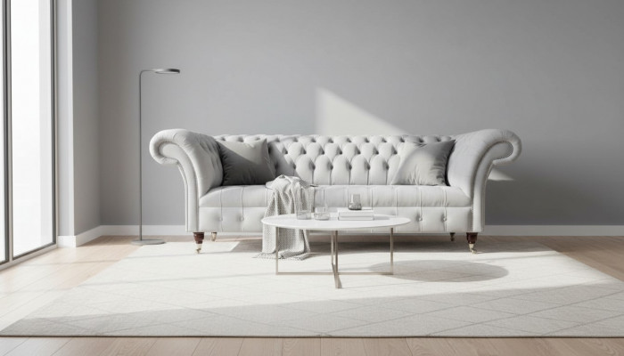 Chesterfield Textil Sofa Couch 3-Sëtzer Polster Sëtz Gro Sofas Grouss Nei