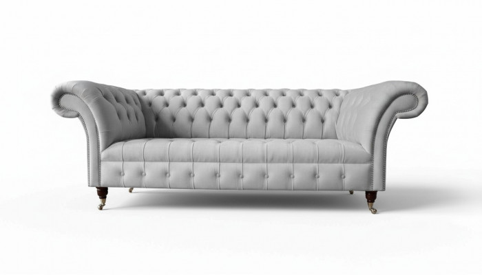 Chesterfield Textil Sofa Couch 3-Sëtzer Polster Sëtz Gro Sofas Grouss Nei