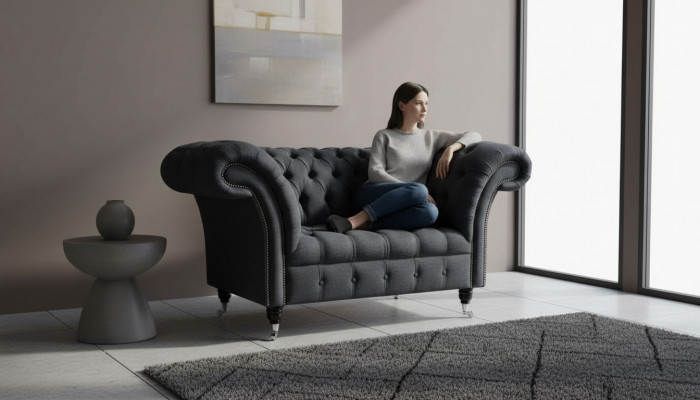 Canapé Polster Canapé Stoff Chesterfield Canapéen 1,5-Sëtzer Einsitzer Gro