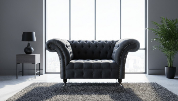 Canapé Polster Canapé Stoff Chesterfield Canapéen 1,5-Sëtzer Einsitzer Gro