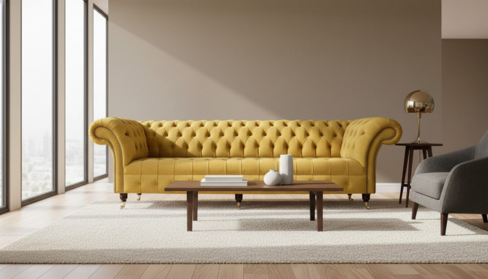 Chesterfield Textil Polster Luxus Canapé Design Canapé Canapé 4 Sëtz Nei