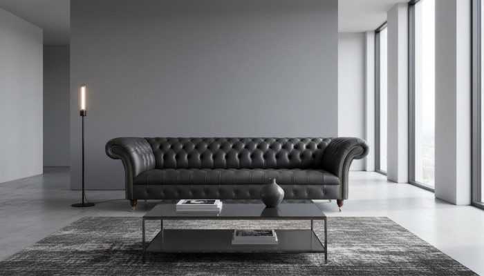 Luxus Véiersëtzer Sofa 4 Sëtzer Wunnzëmmer Chesterfield Engleschen Stoffdesign
