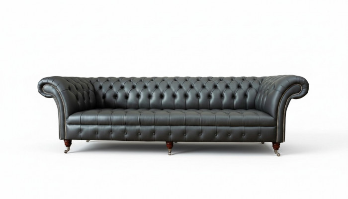 Luxus Véiersëtzer Sofa 4 Sëtzer Wunnzëmmer Chesterfield Engleschen Stoffdesign
