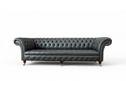 Luxus Véiersëtzer Sofa 4 Sëtzer Wunnzëmmer Chesterfield Engleschen Stoffdesign