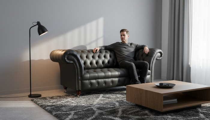 Chesterfield Liederdivan Couch Polster 2 Sëtzer Designer Sofae Couchen