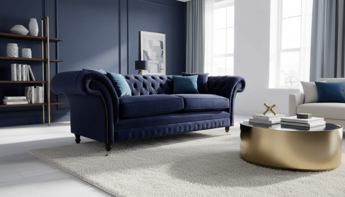 Chesterfield Dräisëtzer Couch Polster Design Sofa 3er Sëtz Sofas Miwwelen