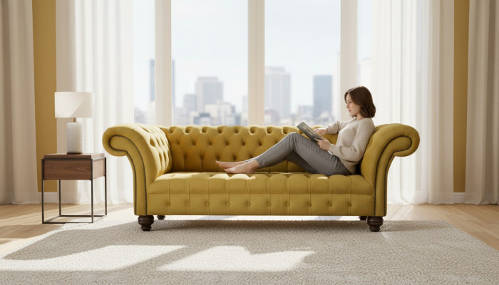 Canapé dräi Sëtzer Canapéen Sëtz Couch Polster Chesterfield Couchen Dräisëtzer Textil