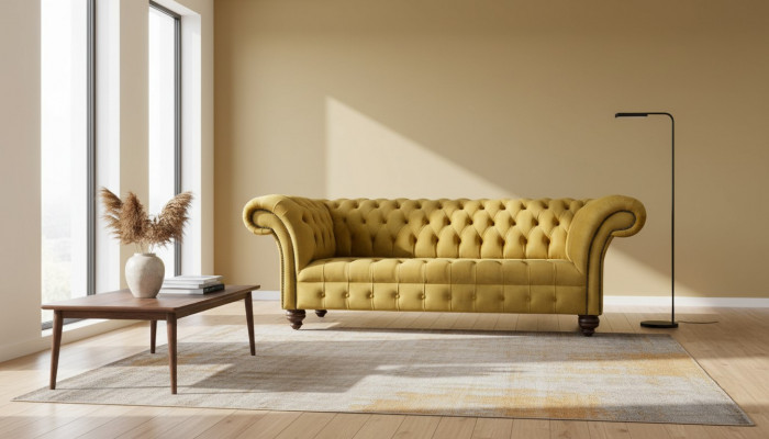 Canapé dräi Sëtzer Canapéen Sëtz Couch Polster Chesterfield Couchen Dräisëtzer Textil
