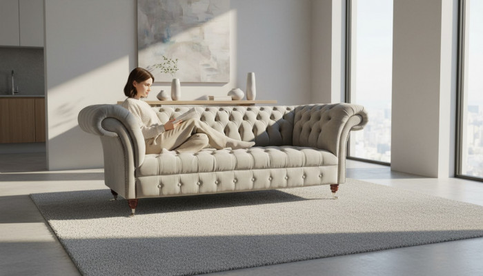 Chesterfield Sofa 3 Sëtz Polstersofas Sofen Couch Dräisëtzer Gro Nei