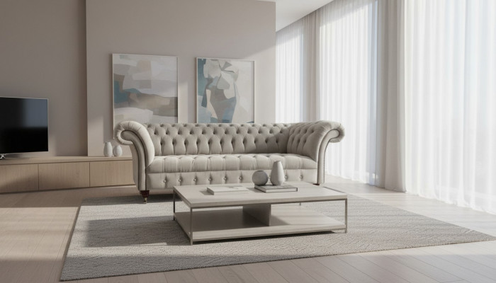 Chesterfield Sofa 3 Sëtz Polstersofas Sofen Couch Dräisëtzer Gro Nei