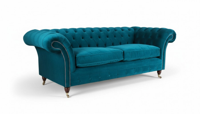 Designer Sofa 3 Sëtzer Chesterfield Couch Polstersofa Designsitz