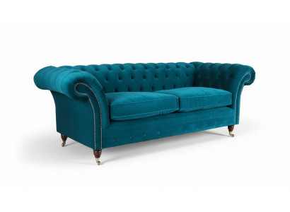 Designer Sofa 3 Sëtzer Chesterfield Couch Polstersofa Designsitz
