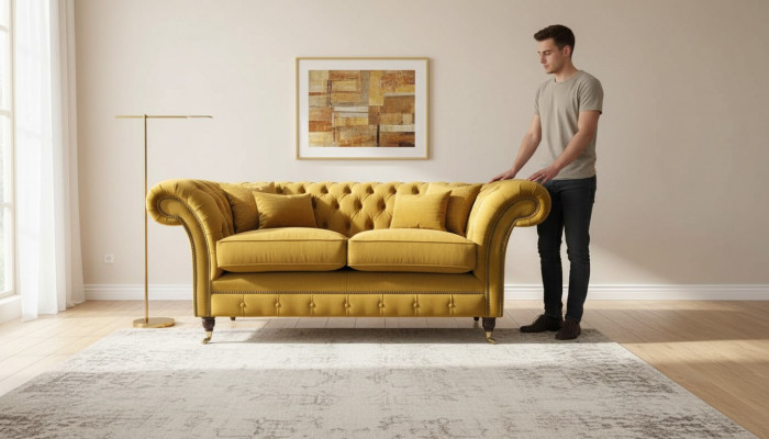 Canapé 2 Sëtzer Canapé Polster Canapé Textil Stoff Chesterfield Canapéen Nei