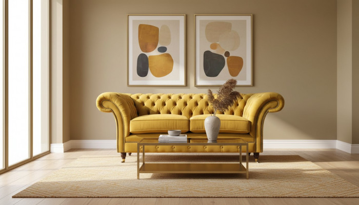 Canapé 2 Sëtzer Canapé Polster Canapé Textil Stoff Chesterfield Canapéen Nei