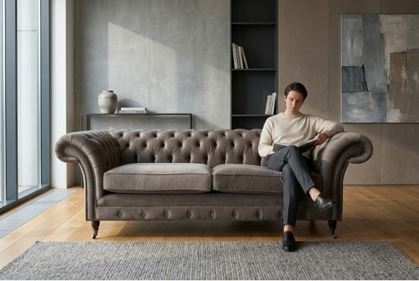 Couchen Këssen Sofas 3 Sëtzer Dräisëtzer Stoffsofa Chesterfield Gro Neu