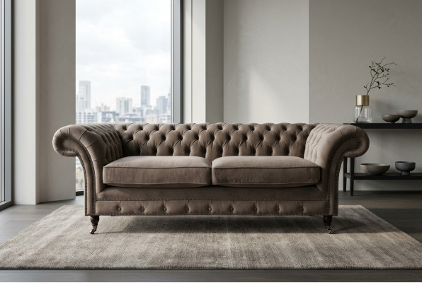 Couchen Këssen Sofas 3 Sëtzer Dräisëtzer Stoffsofa Chesterfield Gro Neu