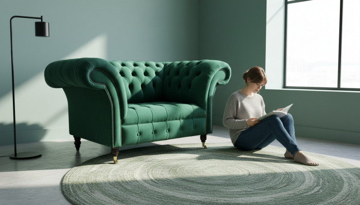 Grau Chesterfield Design Sofa Fauteuil Ouerfauteuil Polster Luxus Textil