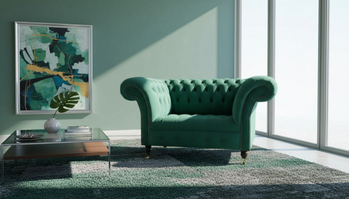 Grau Chesterfield Design Sofa Fauteuil Ouerfauteuil Polster Luxus Textil