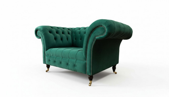 Grau Chesterfield Design Sofa Fauteuil Ouerfauteuil Polster Luxus Textil