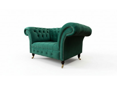 Grau Chesterfield Design Sofa Fauteuil Ouerfauteuil Polster Luxus Textil