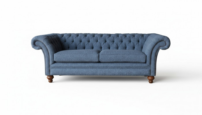 Englänner Chesterfield Sofa Couch Büro Miwwelen Dräisiichter Samt 230cm Sofas
