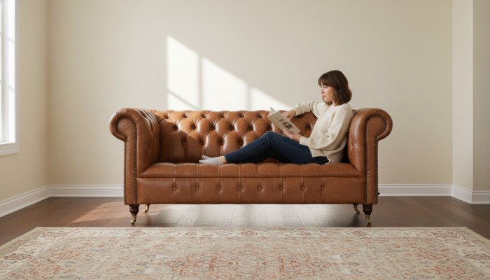 Chesterfield Sofa 3 Sëtz Polster Couchen Sofas Canapé Dräisëtzer Brong