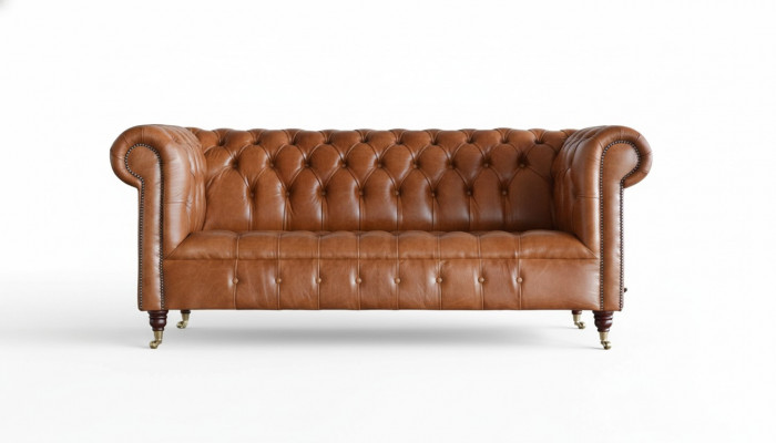 Chesterfield Sofa 3 Sëtz Polster Couchen Sofas Canapé Dräisëtzer Brong