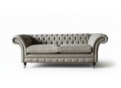 Englesch Chesterfield Sofa Couch Büro Miwwel Drësëtz Samt 230cm Braun