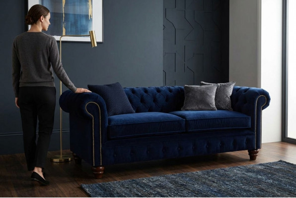 Blo Chesterfield englesche klassesche Stil Canapé Canapé 3 Sitz Këssen 230cm