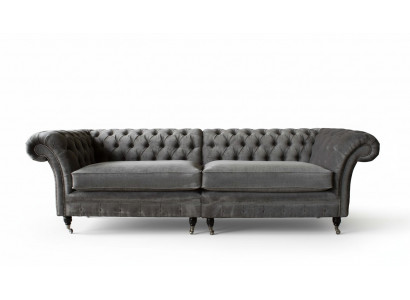 Chesterfield Véiersëtzer Canapé 4 Sëtzer Canapéen Stoff Polyester Gro Miwwelen