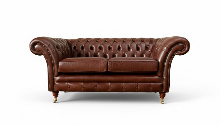 Chesterfield Canapé Polster Lieder Sofaen Couche Braun Zweisëtzer Nei