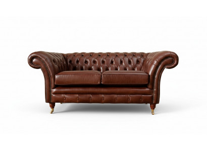 Chesterfield Canapé Polster Lieder Sofaen Couche Braun Zweisëtzer Nei