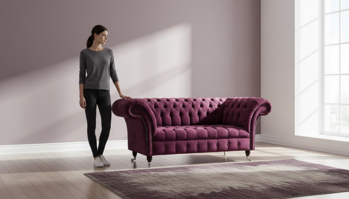 Sofa Luxus Textil Chesterfield Couch Sofas Polstersëtz 2 Sëtzer Rosa Design