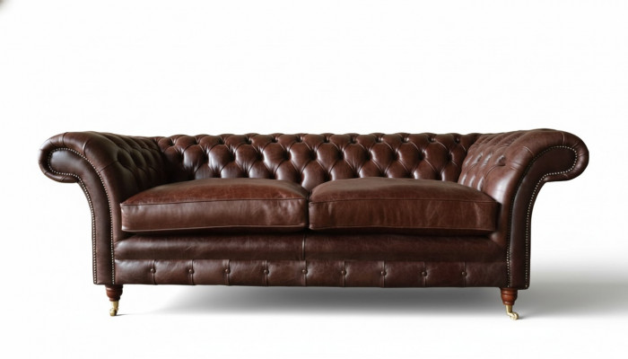 Sofa 3-Sëtzer Couch Polstersofas Couchen Wunnzëmmer Chesterfield Lieder