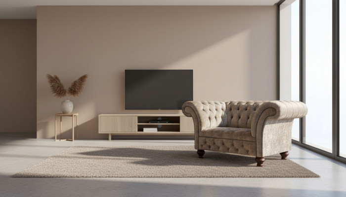 Chesterfield Fauteuil Canapé 1 Plaz Sofa Textil Stoff Canapéen Polster Nei