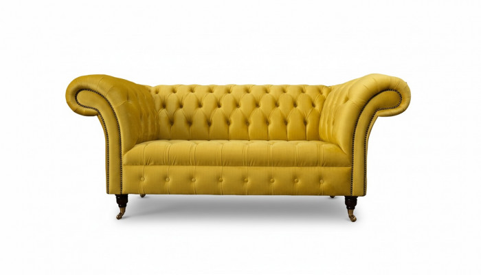 Chesterfield Canapé Sofa Polster 2-Sëtzer Wohnzimmer Canapéë Sëtz Giel