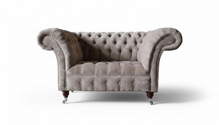 Chesterfield Sofa Canapé 1 Sëtz Luxus Textil Stoff Canapéë Polster Nei