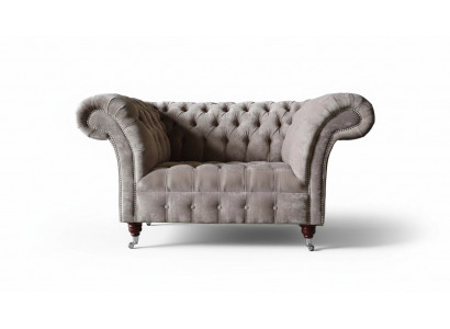 Chesterfield Sofa Canapé 1 Sëtz Luxus Textil Stoff Canapéë Polster Nei