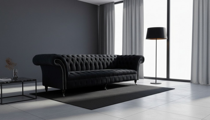 Canapé 4 Sëtz Chesterfield Polster Wunnzëmmer Design Luxus Holz Nei