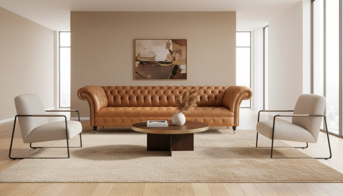 Ledercouch Chesterfield 4 Sëtz Couchen Luxus Lieder Couchen Polster Wunnzëmmer