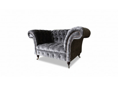 Design Chesterfield Stoff Canapé Sëtz 1.5 Sëtzer Polster Lounge Nei