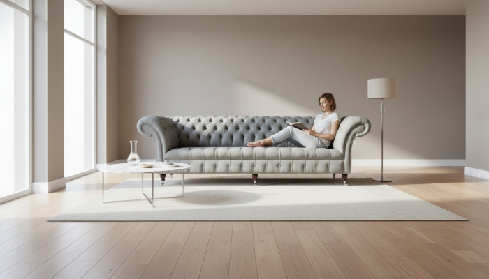 Groue Véiersëtzer Canapé Stoff Wunnzëmmer Design Canapéë Këssen Canapéen Nei